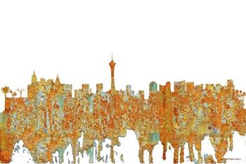 Las Vegas Nevada Skyline - Rust by Marlene Watson art print