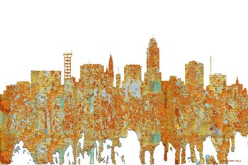 Lincoln Nebraska  Skyline - Rust by Marlene Watson art print