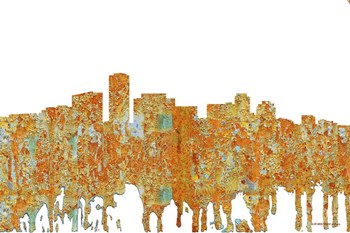Long Beach California Skyline - Rust by Marlene Watson art print