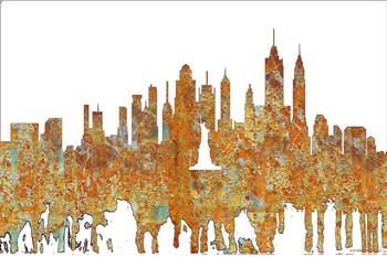 New York New York Skyline - Rust by Marlene Watson art print