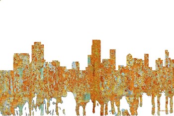 Newark New Jersey Skyline - Rust by Marlene Watson art print