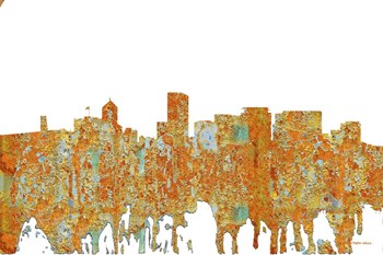Portland Oregon Skyline - Rust by Marlene Watson art print