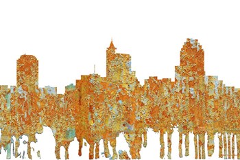 Raleigh North Carolina Skyline - Rust by Marlene Watson art print