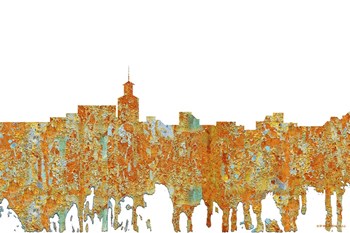 Santa Fe New Mexico Skyline - Rust by Marlene Watson art print