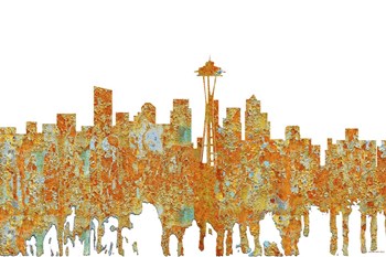 Seattle Washington Skyline - Rust by Marlene Watson art print