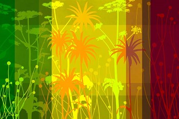 Flower Shades Green Yellow Red by Cora Niele art print