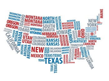 Typography USA Map by Naxart art print