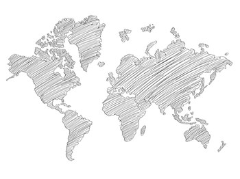 World Map Scribble 1 by Naxart art print