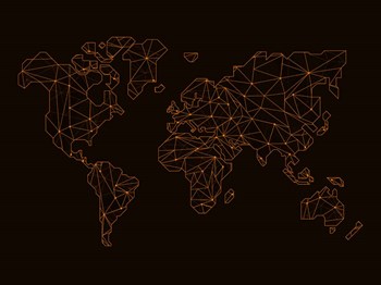 World Map Orange 3 by Naxart art print
