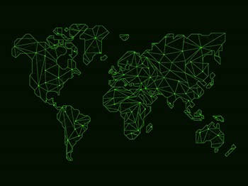 World Map Green Wire by Naxart art print