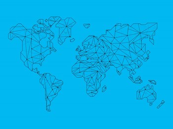 World Map Blue 1 by Naxart art print