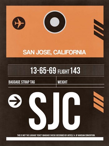SJC San Jose Luggage Tag II by Naxart art print