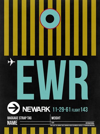 EWR Newark Luggage Tag II by Naxart art print
