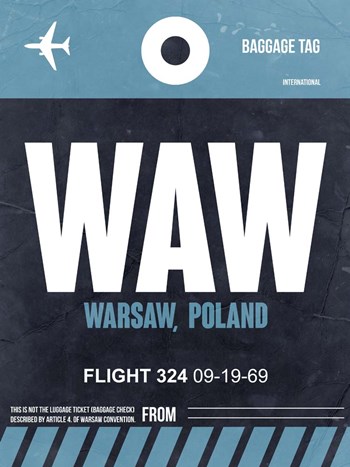 WAW Warsaw Luggage Tag II by Naxart art print