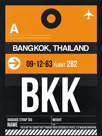 BKK Bangkok Luggage Tag I by Naxart art print