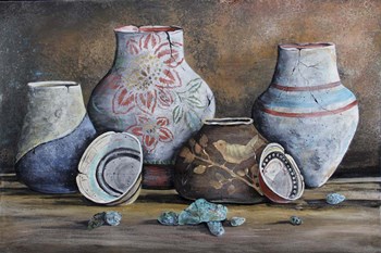 Clay Pottery Still Life-C by Jean Plout art print