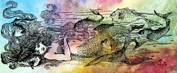 Mermaid Under the Sea-B by Jean Plout art print