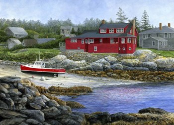Red House, Red Boat by John Morrow art print