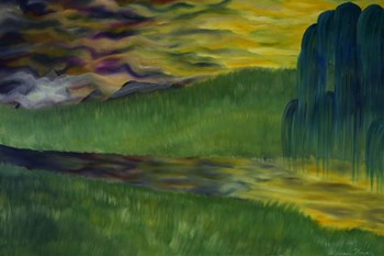 Willow Tree Yellow Sunrise by Stephanie Analah art print