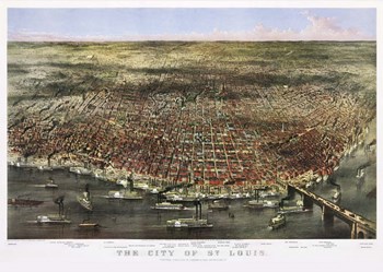 1874 City Of St. Louis By Currier and Ives by Vintage Lavoie art print