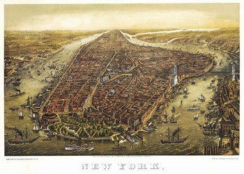 New York Map 1874 by Vintage Lavoie art print