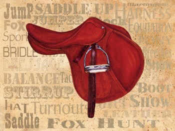 English Saddle-Words Tea Bkgrnd by Sher Sester art print