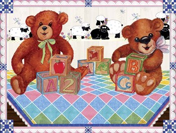 Teddy Bears And Blocks by Sher Sester art print
