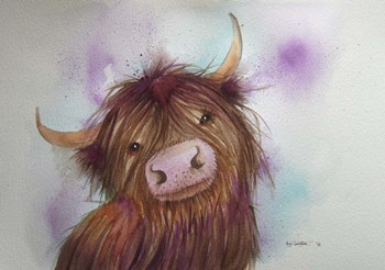 Heeland Coo by Angie Livingstone art print