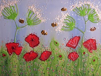 Poppies And Bees by Angie Livingstone art print