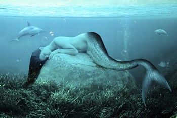 Sleeping Mermaid by Ata Alishahi art print