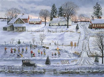 The Grange Skating Party by Bob Fair art print