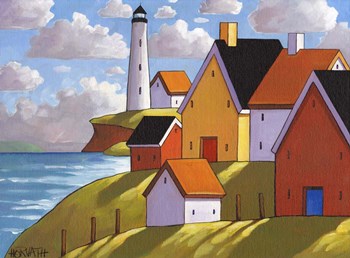 Lighthouse Cottage Hillside View by Cathy Horvath-Buchanan art print