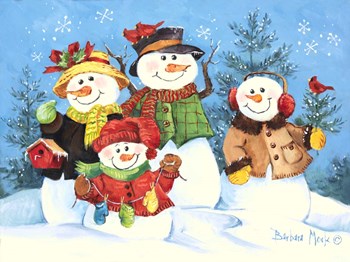 Snowman Family by Barbara Mock art print