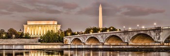 Arlington Memorial Bridge with Lincoln Memorial and Washington Monument, Washington DC by Panoramic Images art print