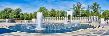 View of Fountain at National World War II Memorial, Washington DC by Panoramic Images art print