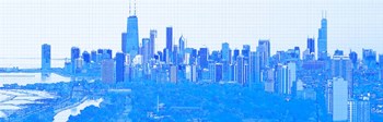Skyline of Chicago in Blue by Panoramic Images art print