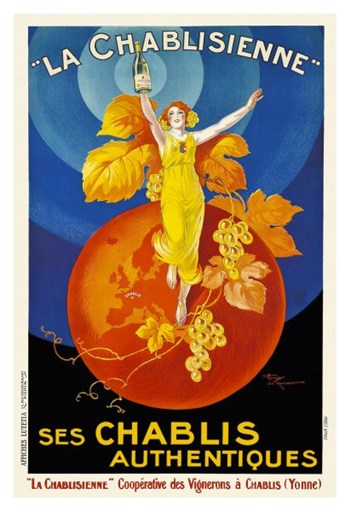 La Chablisienne Ses Chablis Authentiques, 1926 by Henry Le Monnier art print