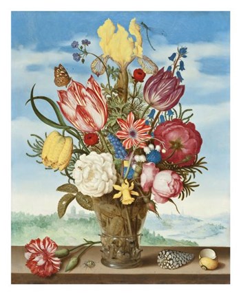 Ambrosius Bosschaert, Bouquet of Flowers on a Ledge by Dutch Florals art print