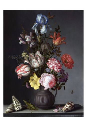 Balthasar van der Ast, Flowers in a Vase with Shells and Insects by Dutch Florals art print