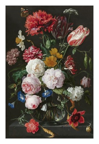 Abraham Mignon, Still Life with Flowers in a Glass Vase by Dutch Florals art print