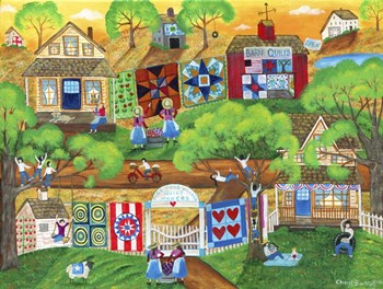 Olde Tyme Village Quilt Maker by Cheryl Bartley art print