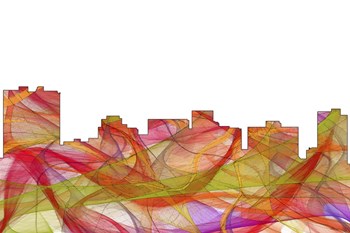 Arlington Texas Skyline-Summer Swirl by Marlene Watson art print