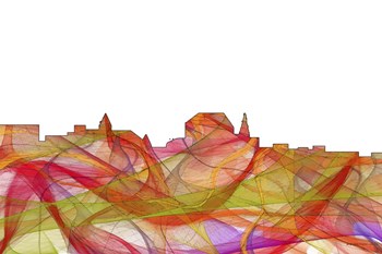 Augusta Maine Skyline-Summer Swirl by Marlene Watson art print