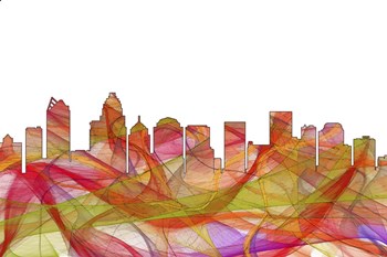 Charlotte NC Skyline - Summer Swirl by Marlene Watson art print