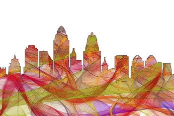 Cincinnati Ohio Skyline - Summer Swirl by Marlene Watson art print