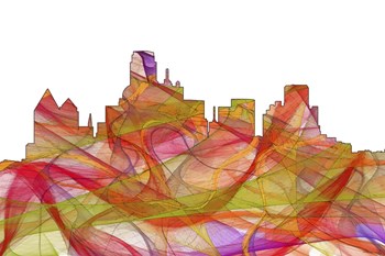Dallas Texas Skyline - Summer Swirl by Marlene Watson art print