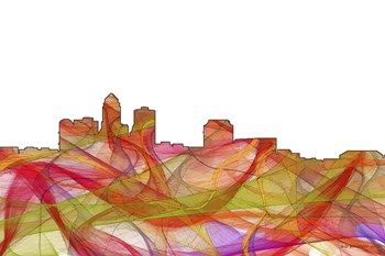 des Moines Iowa Skyline - Summer Swirl by Marlene Watson art print