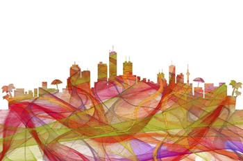 Honolulu Hawaii Skyline-Summer Swirl by Marlene Watson art print