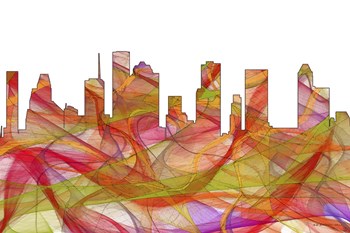 Houston Texas Skyline - Summer Swirl by Marlene Watson art print