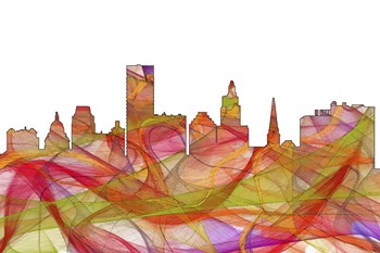 Providence Rhode Island Skyline - Summer Swirl by Marlene Watson art print